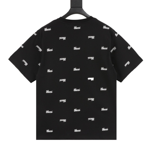 Gucci all-over embroidered logo short sleeves