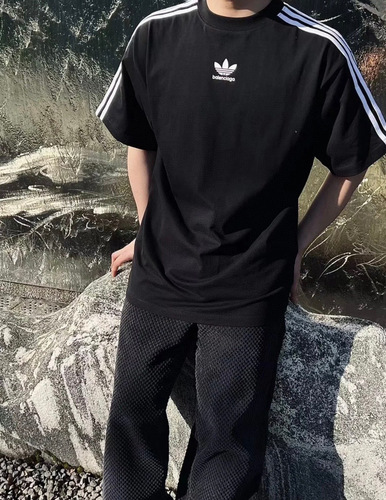 Balenciaga x adidas clover logo laminated short-sleeved T-shirt