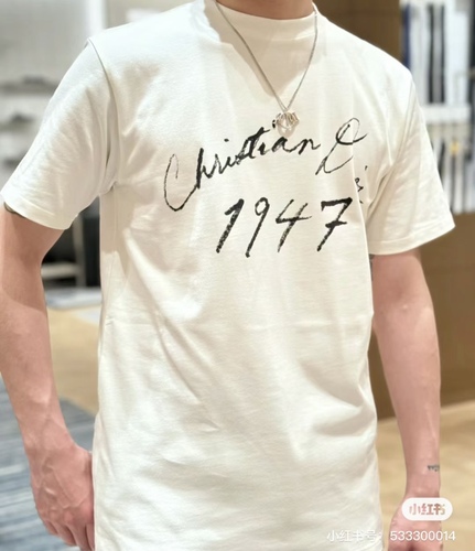 Dior 47 logo slogan print couple short sleeves