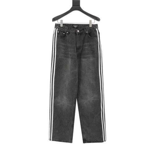Balenciaga x Adidas striped washed denim trousers