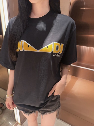 Fendi Chest Printed Round Neck Short Sleeves