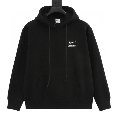 Nike x Stussy embroidered logo hooded fleece sweatshirt