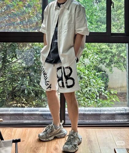 Balenciaga Double B Print Shorts
